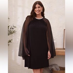 Laura Chiffon Sleeve Sheath Dress Black